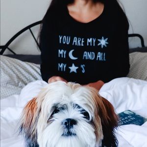 Black Sun, Moon, Stars Long Sleeve Top